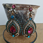 Blue and Pink Stone Earrings