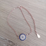 Evil Eye Amulet Rose Gold Disc Bracelet