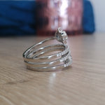 Hamsa Hand Silver Spiral Ring