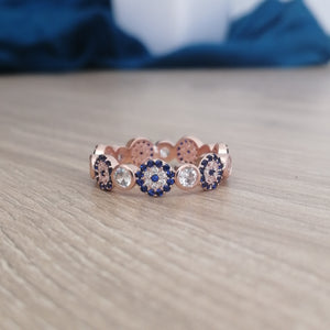 Evil Eye Amulet Rose Gold Band Ring