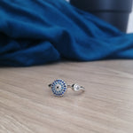 Evil Eye Amulet Silver Band and Blue Stud Ring