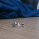 Evil Eye Amulet Silver Band and Blue Stud Ring