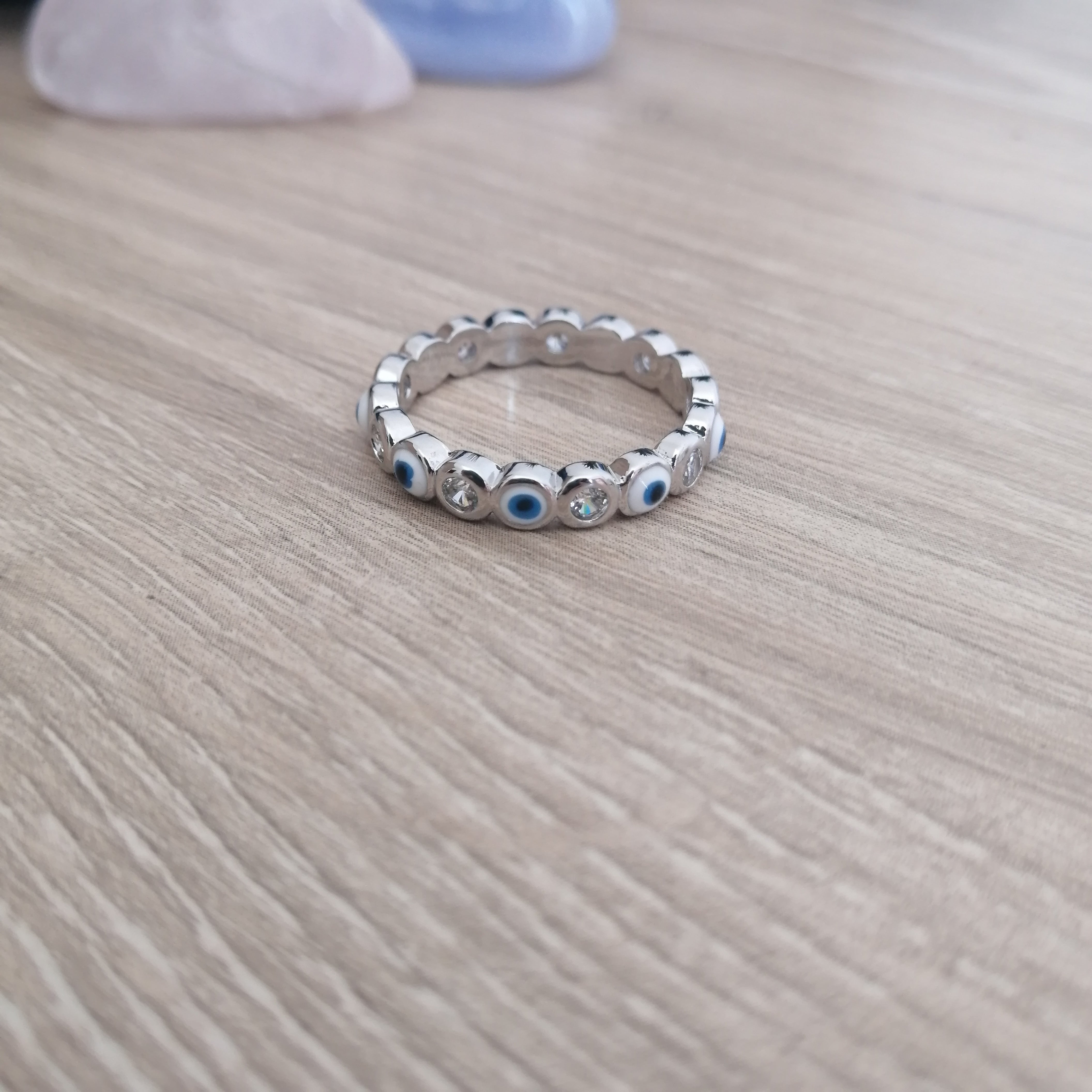 Evil Eye Amulet Silver Band Ring